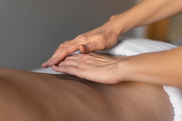 Close-up hand doing alternative therapy