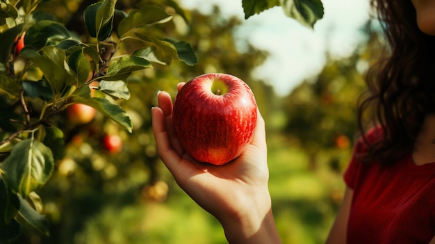 Free photo close up on hand holdin apple