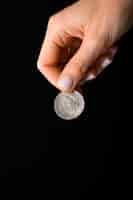 Free photo close up on hand holding dollar coin