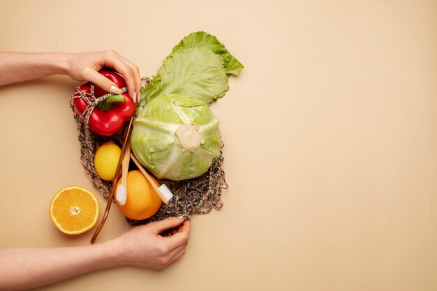 Close up on hand holding food