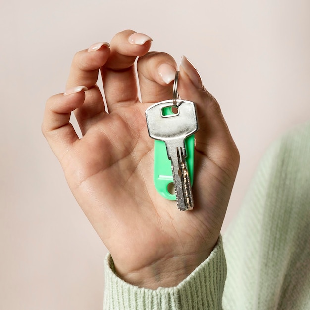 Close-up hand holding keys