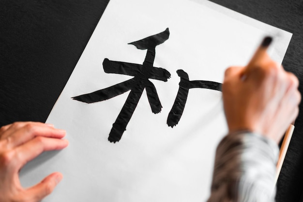 Крупный план ручной росписи на японском языке