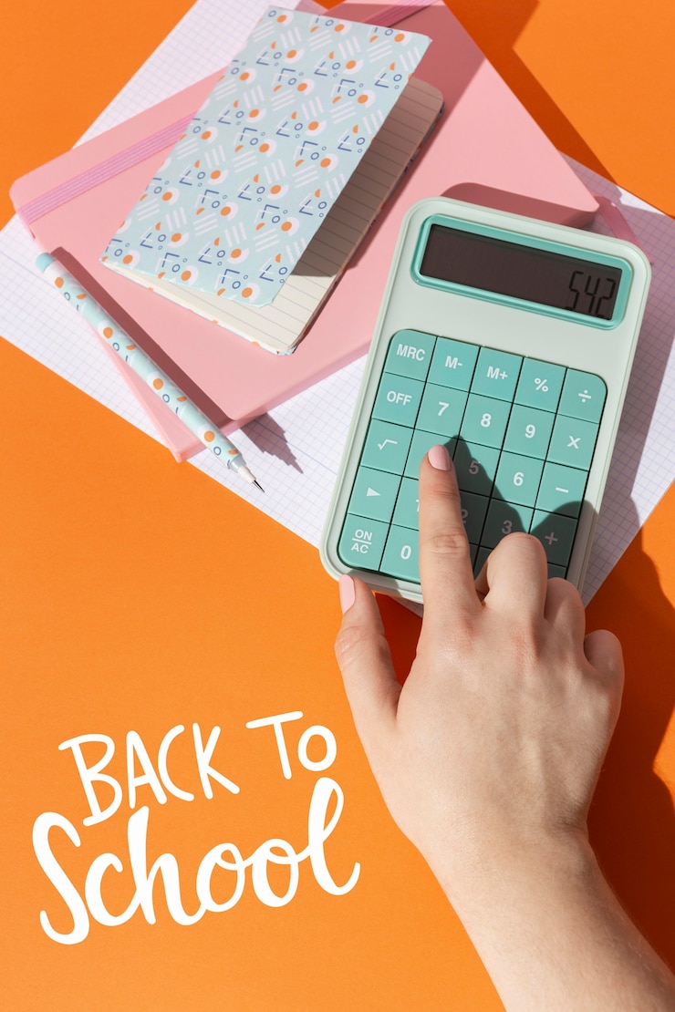 Free Photo close up hand typing on calculator