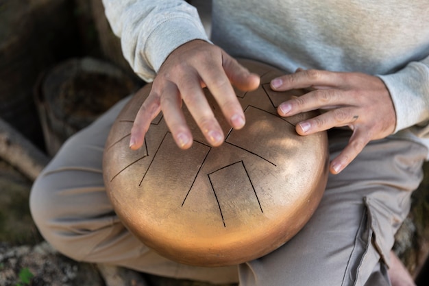 Close-up hands holding artisan items