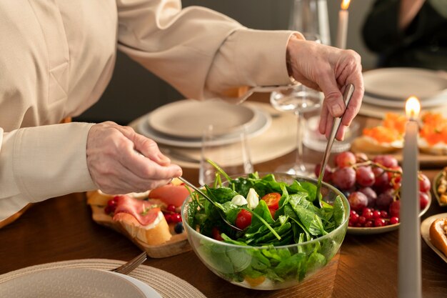 Close up hands holding cutlery