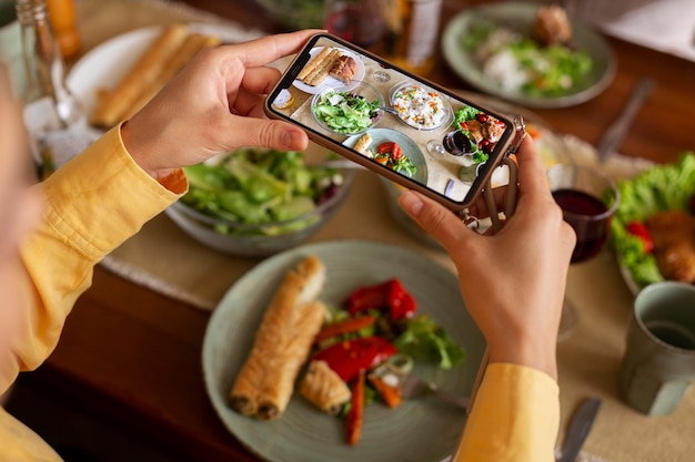 Close up hands holding smartphone