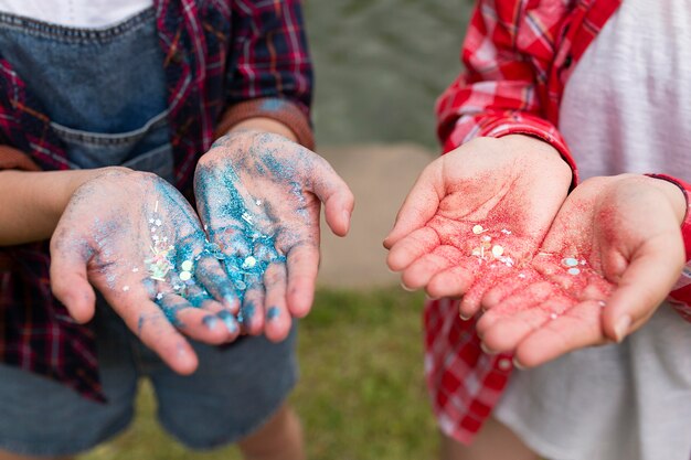 Close-up hands holding sparkle