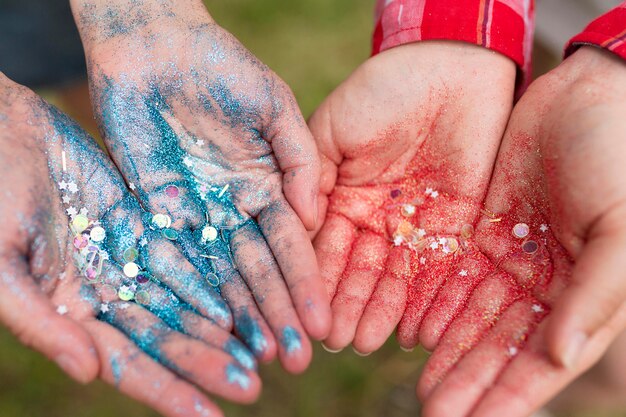 Close-up hands holding sparkle