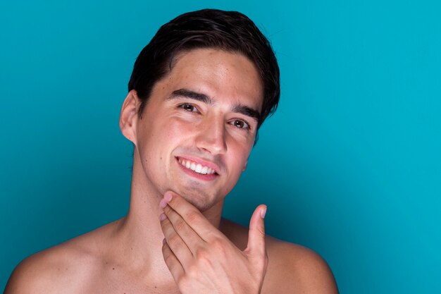 Close-up handsome man grooming