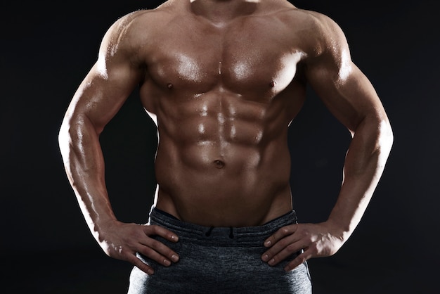 Free photo close up on handsome young man working out