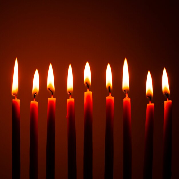 Close-up hanukkah candles burning