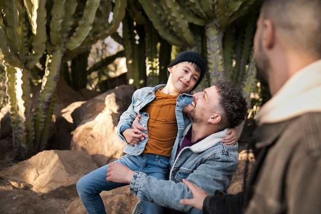 Close up happy family outdoors