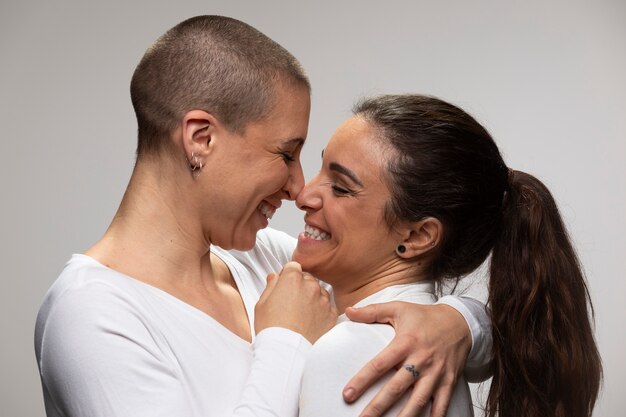 close up happy women being in love