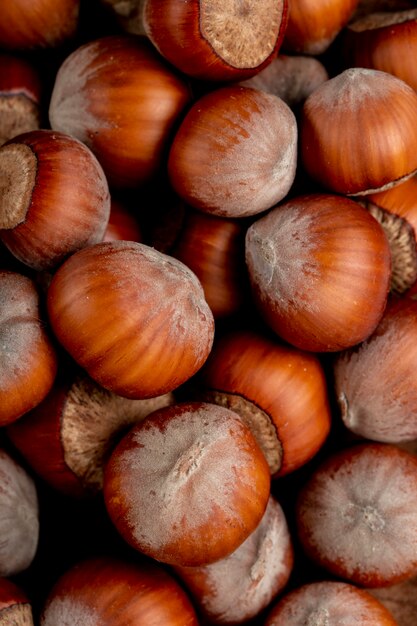 Close up of hazelnuts background of hazelnuts