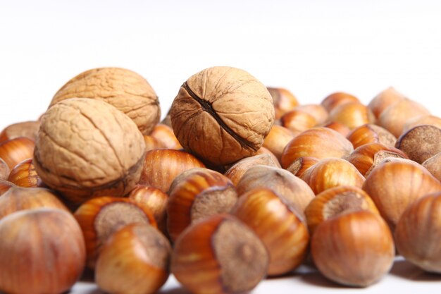 Close up of hazelnuts walnut