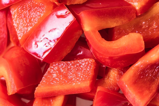 Close-up healthy sweet red peppers