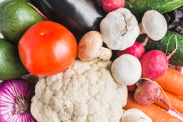 Close-up heap of nice vegetables