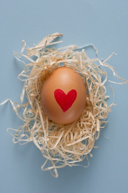 Close-up heart painted on easter egg