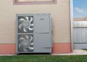 Free photo close up on heat pump outside home