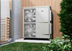 Free photo close up on heat pump outside home