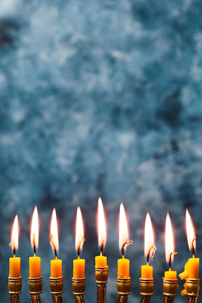 Close-up holly candles burning