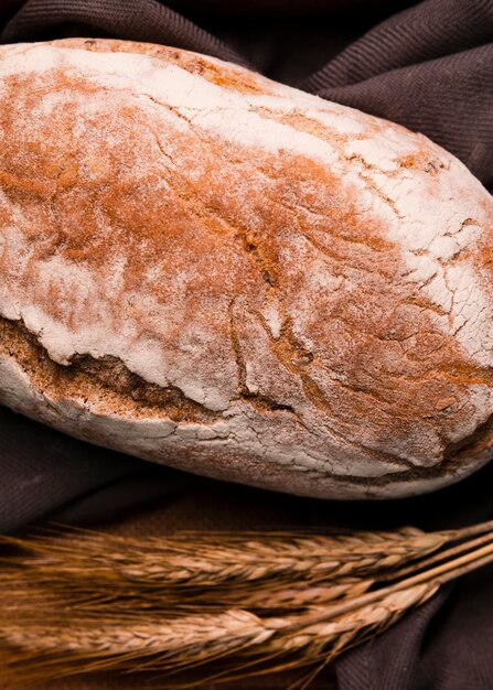 Close-up homemade bread with wheat