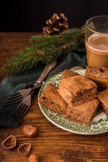 Close up of homemade brownies