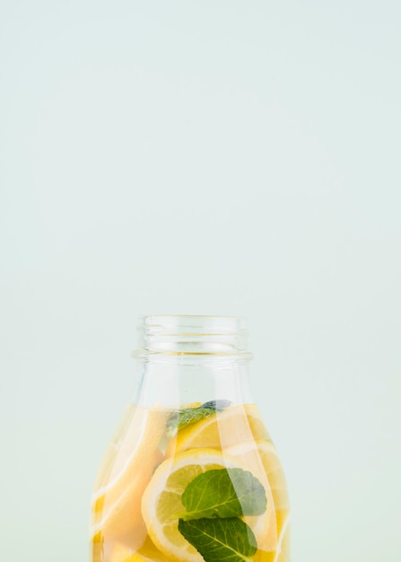 Close-up homemade lemonade with mint