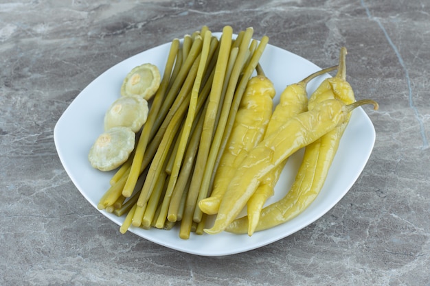Close up of homemade pickled vegetables