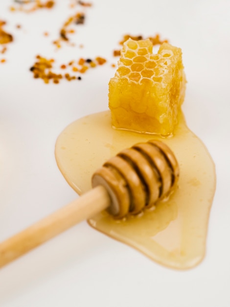 Close up of honey dipper