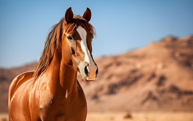 Free photo close up on horse in dessert