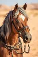 Free photo close up on horse in dessert