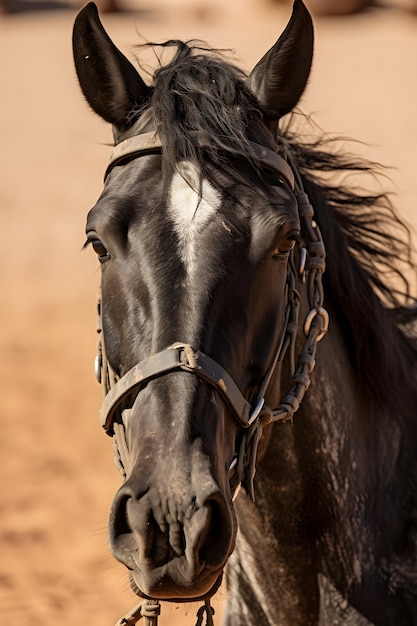 Free photo close up on horse in dessert