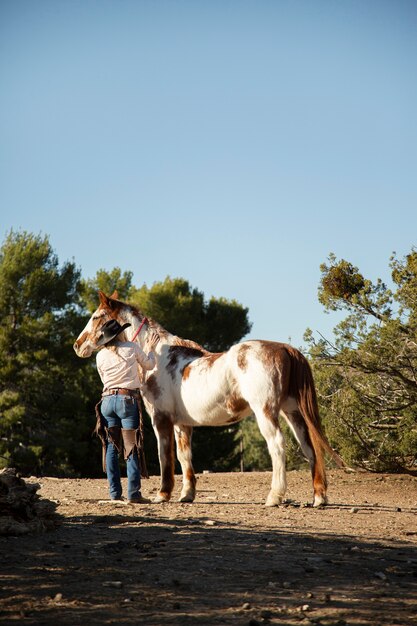 Free photo close up on horse in nature