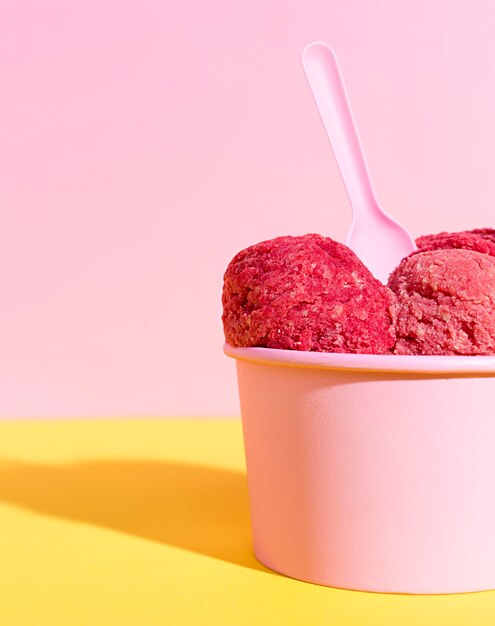 Close-up ice cream in a bowl