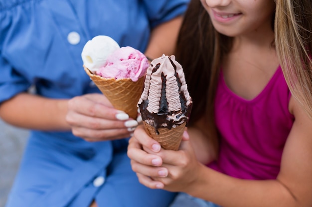 Close-up of ice cream cones