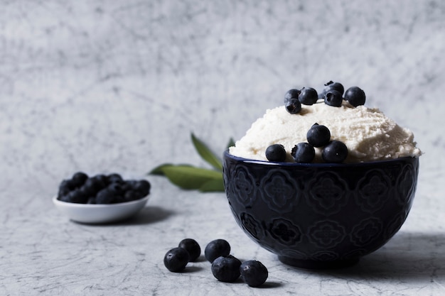 Close-up ice cream sorbet with berries