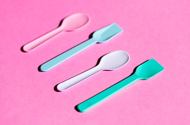 Close-up ice cream spoons