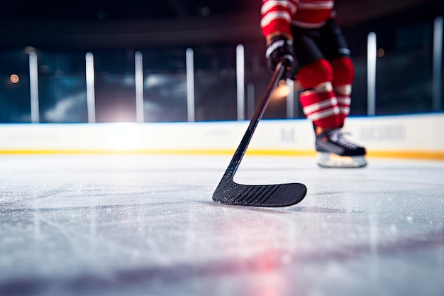 Free Photo | Close up of ice hockey stick on ice rink in position to ...