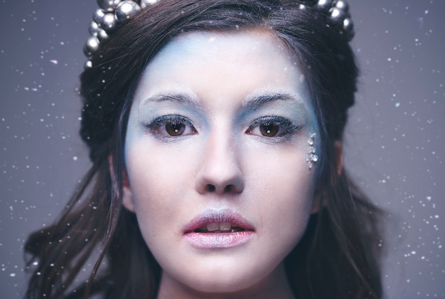 Free photo close up of ice queen's human face