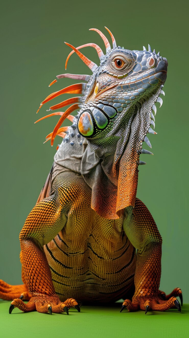 Free Photo close up iguana in nature