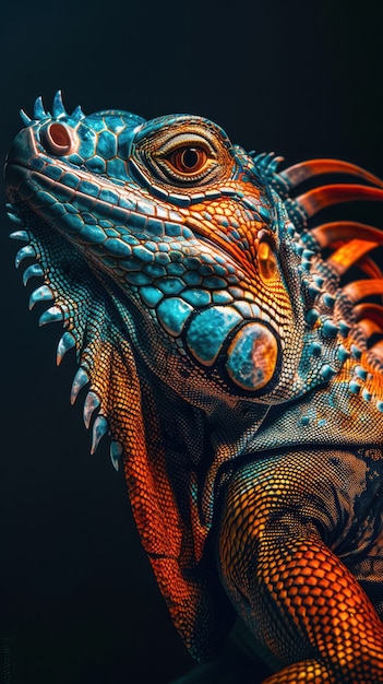 close up iguana in nature