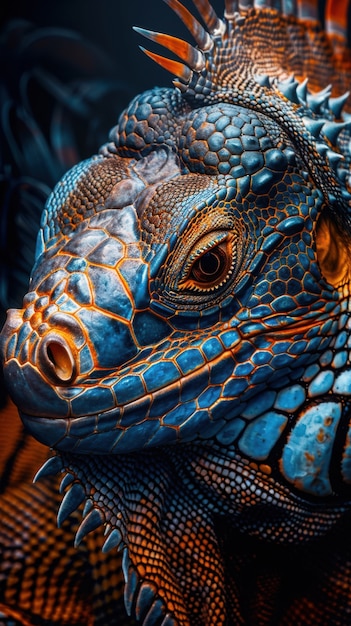 close up iguana in nature