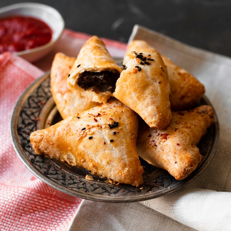 Free Photo close-up indian patisserie products with chocolate