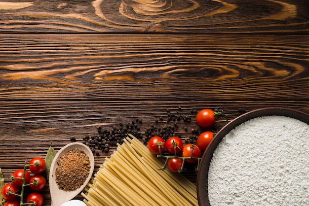 Close-up ingredients for spaghetti