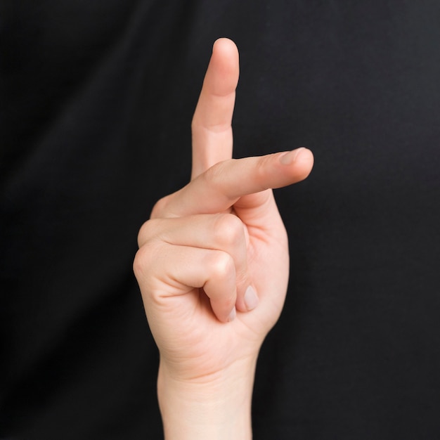 Close-up interpreter teaching sign language