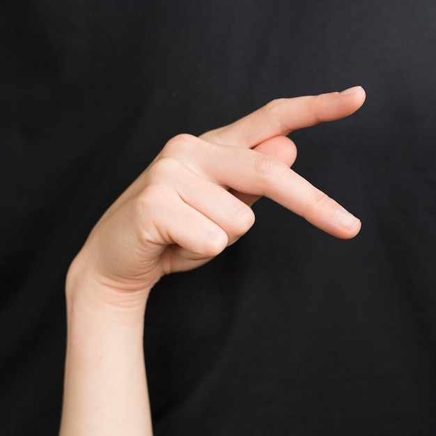 Close-up interpreter teaching sign language