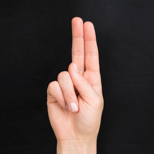 Close-up interpreter teaching sign language