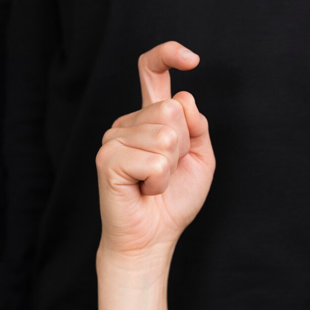 Close-up interpreter teaching sign language