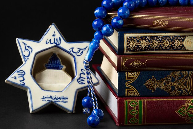 Close-up islamic new year quran books